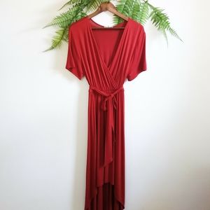 NWT Stevie Hender Dark Orange Red Maxi Dress